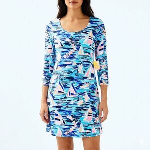 LILLY PULITZER Dress UPF 50+ 3/4 Sleeve Tammy Pier Pressure Women Large NEW NWT